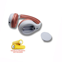 Load image into Gallery viewer, Portable Personal FM Radio Headphones Pull-Out Antenna for Great Reception, Walking, Jogging, Relaxing, School, Talk Radio - Powered by 2AA Batteries (Not Included) (White & Rose Gold)
