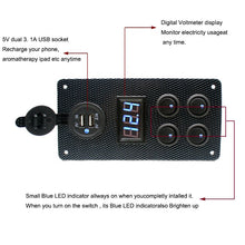 Load image into Gallery viewer, Waterproof Boat Switches Voltmeter Socket Dual USB Socket Panel Mount USB Socket