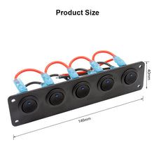 Load image into Gallery viewer, Waterproof On-Off Toggle Switches with Pre-Wired for Car Truck SUV Marine Boat RV5 Gang 3 Pin Rocker Switch Panel