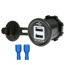Load image into Gallery viewer, Waterproof USB Charger Adapter Socket 12-24V Outlet Power Jack Marine Motorcycles With LED Indicator