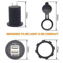 Load image into Gallery viewer, Waterproof USB Charger Adapter Socket 12-24V Outlet Power Jack Marine Motorcycles With LED Indicator