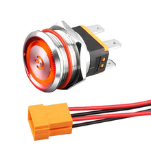 Load image into Gallery viewer, power button LED light Waterproof Flat circular button 3v 6v 12v 24v 110v 220v ip67 22mm metal push button switch