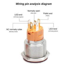 Load image into Gallery viewer, ring lamp power symbol Waterproof LED light self-lock self-reset button 5v 12v 220v 19mm metal push button switch