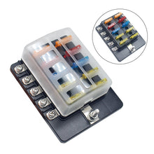 Load image into Gallery viewer, 10-Way Fuse Box Blade Fuse Blocks with LED Warning Indicator for Car Boat Marine

