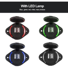 Load image into Gallery viewer, 12V 24V Input 5V 2.1A and 1A Dual Output BUS USB Port Charger Socket with LED Backlight
