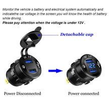 Load image into Gallery viewer, 12V 24V Power Outlet with LED Voltmeter Car Boat Marine Quick Charge 3.0 Dual USB Car Charger Fast Charge Socket
