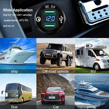 Load image into Gallery viewer, 12V 24V Power Outlet with LED Voltmeter Car Boat Marine Quick Charge 3.0 Dual USB Car Charger Fast Charge Socket
