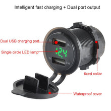 Load image into Gallery viewer, 12V 3.1A Dual Car Bus Charger USB Outlet With Battery Display
