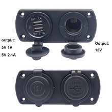 Load image into Gallery viewer, 12v Dual USB Charger Power Adapter 2 in 1 cigarette lighter socket 5V 3.1A for car motorcycle atv
