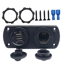 Load image into Gallery viewer, 12v Dual USB Charger Power Adapter 2 in 1 cigarette lighter socket 5V 3.1A for car motorcycle atv

