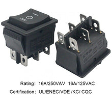 Load image into Gallery viewer, 16A 250VAC 1E4 kcd4 t120/55 on off on DPDT rocker switch RS606-2030041CBB
