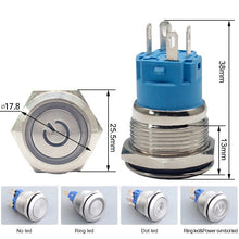 Load image into Gallery viewer, 22mmwaterproof automotive LED metal push button switch

