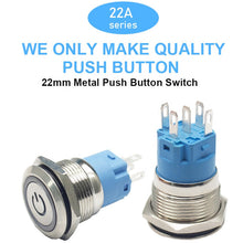 Load image into Gallery viewer, 22mmwaterproof automotive LED metal push button switch
