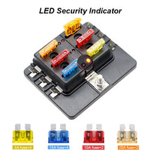Load image into Gallery viewer, 24VDC 6 Way Blade Fuse Box with LED Light Indication Cover Holder with snap in terminal
