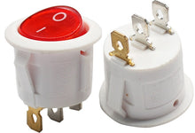 Load image into Gallery viewer, 250v 6A round red 3pin spst boat white rs601 rocker switch RS601C-1020011RW
