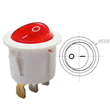 Load image into Gallery viewer, 250v 6A round red 3pin spst boat white rs601 rocker switch RS601C-1020011RW
