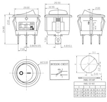 Load image into Gallery viewer, 250v 6A round red 3pin spst boat white rs601 rocker switch RS601C-1020011RW
