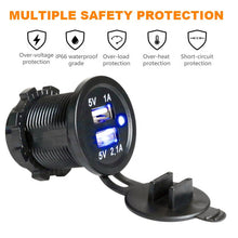 Load image into Gallery viewer, 3.1AB Waterproof 12v 24v dual panel mounting usb sockets with indicator Dual USB Charger Socket
