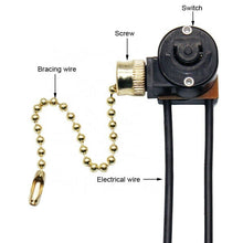 Load image into Gallery viewer, 6A/125V electrical zipper pull chain cord switch ZE-109 (3-Pack)
