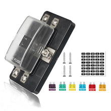 Load image into Gallery viewer, 4-Way Blade Fuse Box Standard Circuit Fuse Holder Box Block DC 12-32V with Waterproof Protection Cover
