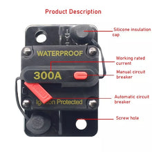 Load image into Gallery viewer, Ignition Protected Circuit Breaker 120A for Boat Trolling with Manual Reset, Surface Mount, Waterproof,12V- 48VDC
