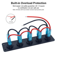 Load image into Gallery viewer, 5 Gang 3Pin 12V Truck Marine Boat Blue light On Off Rocker Switch Panel
