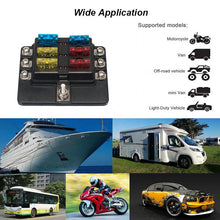 Load image into Gallery viewer, 6-Way 32V Fuse Box Car Blade Holder Modified Terminal LED Warning Light Block Fuse
