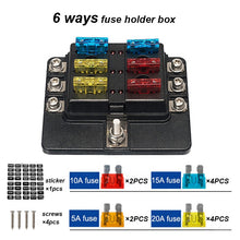 Load image into Gallery viewer, 6 Way 12V Terminals Circuit bus Blade Fuse Holder For Car
