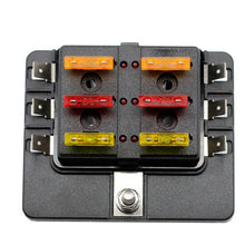 Load image into Gallery viewer, 6 Way Blade Fuse Box with LED Light Indication Cover Holder Car Boat Standard Circuit Fuse Holder Box Block
