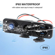 Load image into Gallery viewer, Aluminum QC 3.0 Dual USB Ports with LED Voltmeter 12V Power Socket Outlet for Car Boat Marine RV Switch Panel
