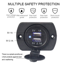 Load image into Gallery viewer, DC 12V 24V Panel Mount Dual Train Tram Marine Boat Car Bus Seat USB Port Charger Socket Mobile Phone Bus 3.1A USB Charger
