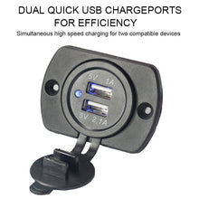 Load image into Gallery viewer, DC 12V 24V Panel Mount Dual Train Tram Marine Boat Car Bus Seat USB Port Charger Socket Mobile Phone Bus 3.1A USB Charger
