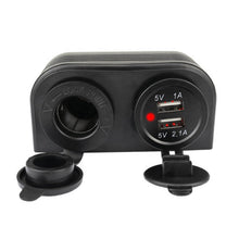 Load image into Gallery viewer, DIY Universal Waterproof 3.1A Dual USB Charger Cigarette Lighter Two Hole Tent Type Panel for Car Motorcycles Boat Marine ATV RV
