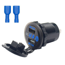 Load image into Gallery viewer, Dual Quick Charge 4.8A Car Charger Socket with LED Voltmeter 12V/24V 36W USB Charger Waterproof Power Socket
