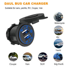 Load image into Gallery viewer, Dual Quick Charge 4.8A Car Charger Socket with LED Voltmeter 12V/24V 36W USB Charger Waterproof Power Socket
