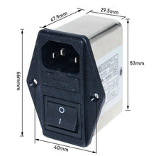 Load image into Gallery viewer, EMI double fuse holder filter with rocker switch and socket CW2C-10A-T(F2)
