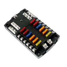 Load image into Gallery viewer, Extractme Upgraded 12 Way Fuse Block Box with Thumbscrew and LED Indicator 12 Circuit Blade Fuse Box Holder
