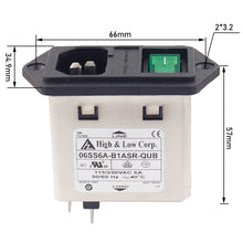 Load image into Gallery viewer, IEC Power inlet module C14 EMI filter screw mounted 2 fuses with green illuminated rocker switchIMG1
