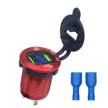 Load image into Gallery viewer, LED Voltmeter 3.0 Quick Charger 12V USB Charger Socket 24V Waterproof USB Car Power Fast Charger
