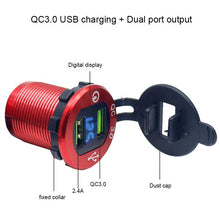 Load image into Gallery viewer, LED Voltmeter 3.0 Quick Charger 12V USB Charger Socket 24V Waterproof USB Car Power Fast Charger
