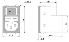 Load image into Gallery viewer, Power entry Module double IEC 320 C14 AC socket EMI EMC noise filter with boat switch with double fuse holder (10SS6A-B2AIR-QPB)
