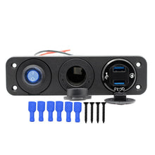 Load image into Gallery viewer, QC 3.0 Dual USB Ports with LED Voltmeter 12V Power Ignition Socket Outlet for Car Boat Marine RV Switch Panel
