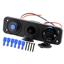 Load image into Gallery viewer, QC 3.0 Dual USB Ports with LED Voltmeter 12V Power Socket Outlet for Car Boat Marine RV Switch Panel
