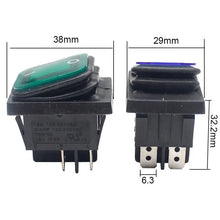 Load image into Gallery viewer, Rleil 250v 16A t100/55 waterproof green illuminated rocker switches SJ3-2(P)
