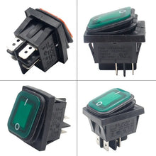Load image into Gallery viewer, Rleil 250v 16A t100/55 waterproof green illuminated rocker switches SJ3-2(P)
