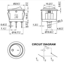 Load image into Gallery viewer, Round rocker switch with red lamp RLEIL power switch RL3-5T105
