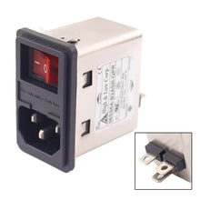 Load image into Gallery viewer, Snap in version double fuse EMI filter IEC 320 C14 socket filter with rocker switch mini size
