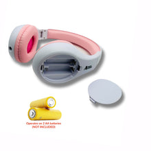 Load image into Gallery viewer, Portable Personal FM Radio Headphones Pull-Out Antenna for Great Reception, Walking, Jogging, Relaxing, School, Talk Radio - Powered by 2AA Batteries (Not Included) (White &amp; Pink)
