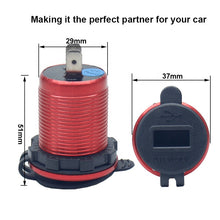Load image into Gallery viewer, Waterproof Aluminum Quick Charge 3.0 Dual USB Bus Truck Marine Charger Socket with LED Voltmeter &amp; Wire Fuse for car

