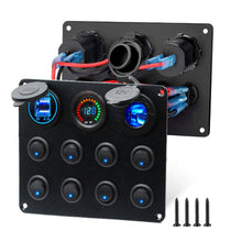 Load image into Gallery viewer, Waterproof DC 12V 24V Panel for Marine Car Boat 5 gang Led Rocker Switch 4.2A USB Charger Rocker switch control panel
